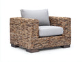 Sillones de ratán 92x88x82 cm - Color ratán natural-Gris claro - Reposabrazos amplios y diseño moderno