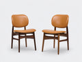 Sillas de comedor tapizadas 54x56x82 cm - Marrón coñac-Marrón nogal - Respaldo acolchado y diseño moderno