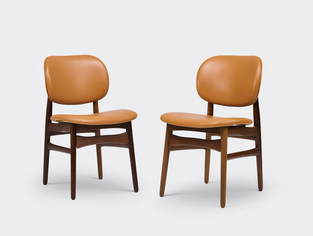 Sillas de comedor tapizadas 54x56x82 cm - Marrón coñac-Marrón nogal - Respaldo acolchado y diseño moderno