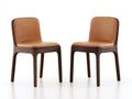 Sillas de comedor tapizadas 52x57x84 cm - Marrón coñac-Marrón nogal - Respaldo acolchado y diseño moderno