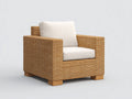 Sillones de ratán sintético 90x85x82 cm - marrón miel y blanco crema - estructura envolvente con asiento y respaldo acolchados diseño moderno