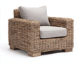 Sillones de ratán 94 x 90 x 82 cm - marrón natural y beige claro - diseño amplio con asiento y respaldo acolchados